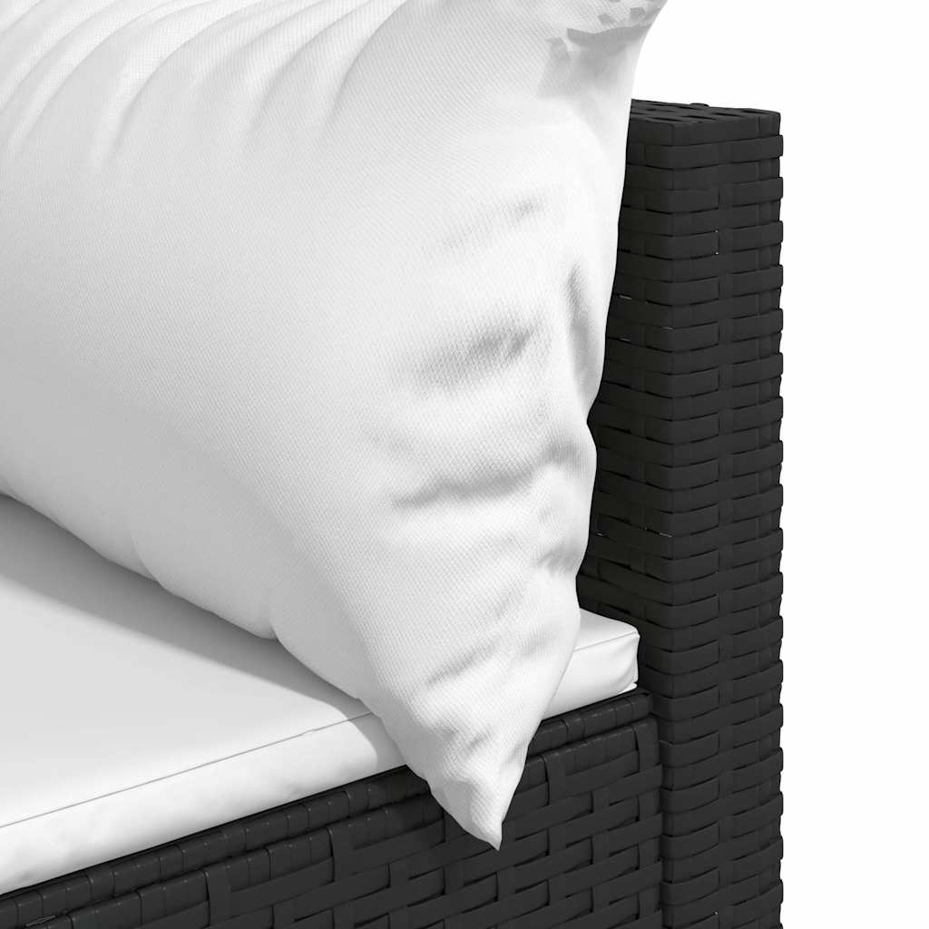 Divano Angolare da Giardino con Cuscini in Polyrattan Nero | homemem39