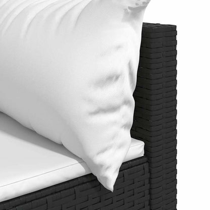 Divano Angolare da Giardino con Cuscini in Polyrattan Nero | homemem39