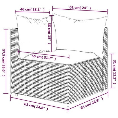 Divano Angolare da Giardino con Cuscini in Polyrattan Nero | homemem39