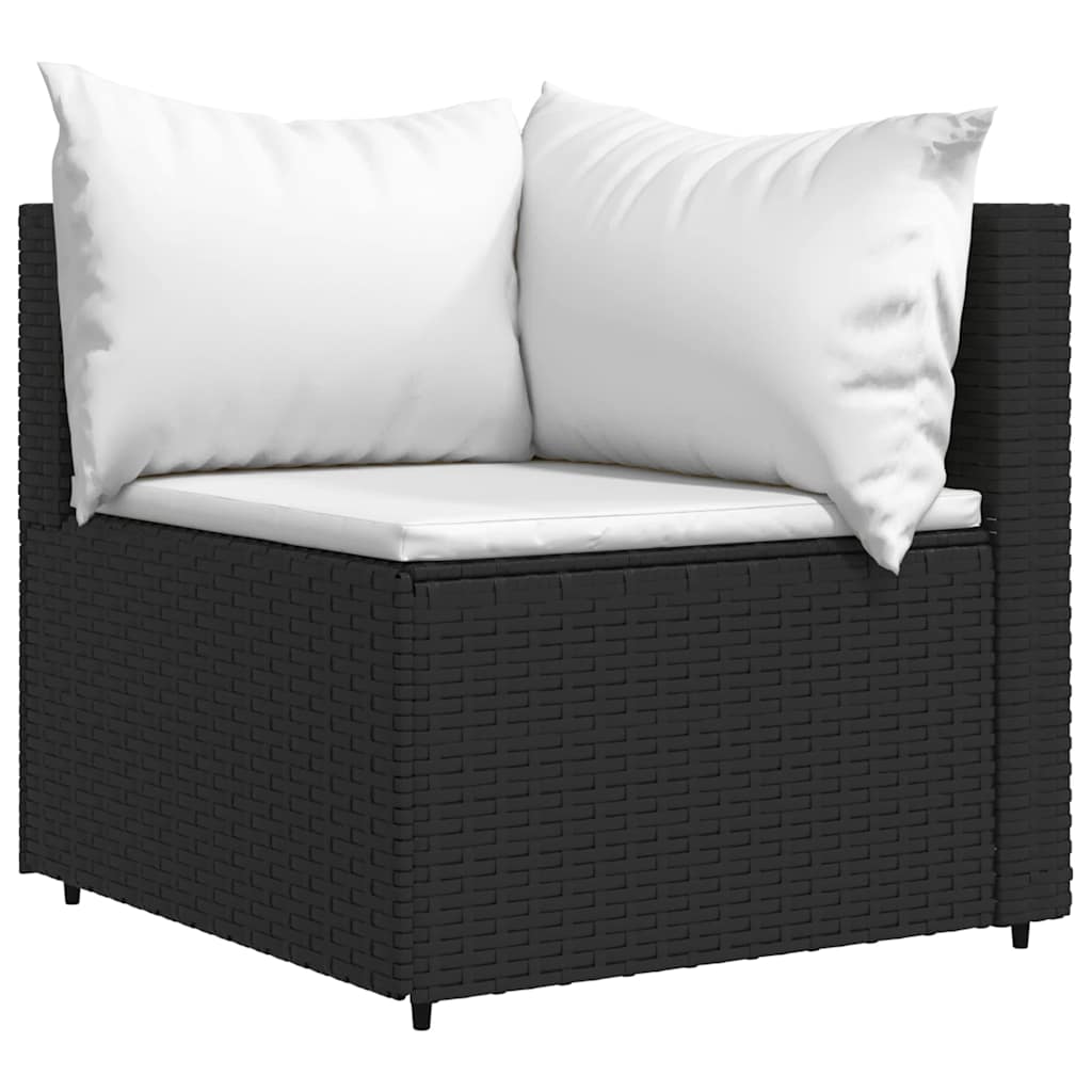 Divani Angolari da Giardino con Cuscini 2pz in Polyrattan Nero - homemem39