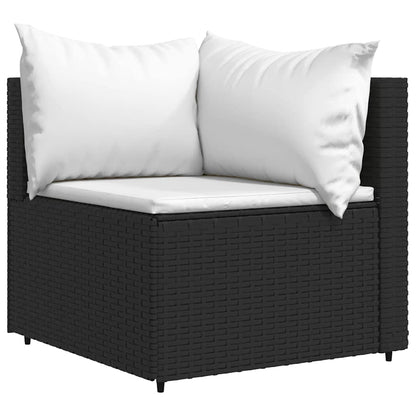 Divani Angolari da Giardino con Cuscini 2pz in Polyrattan Nero - homemem39