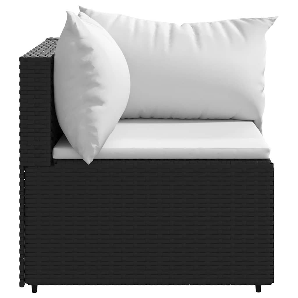 Divani Angolari da Giardino con Cuscini 2pz in Polyrattan Nero | homemem39
