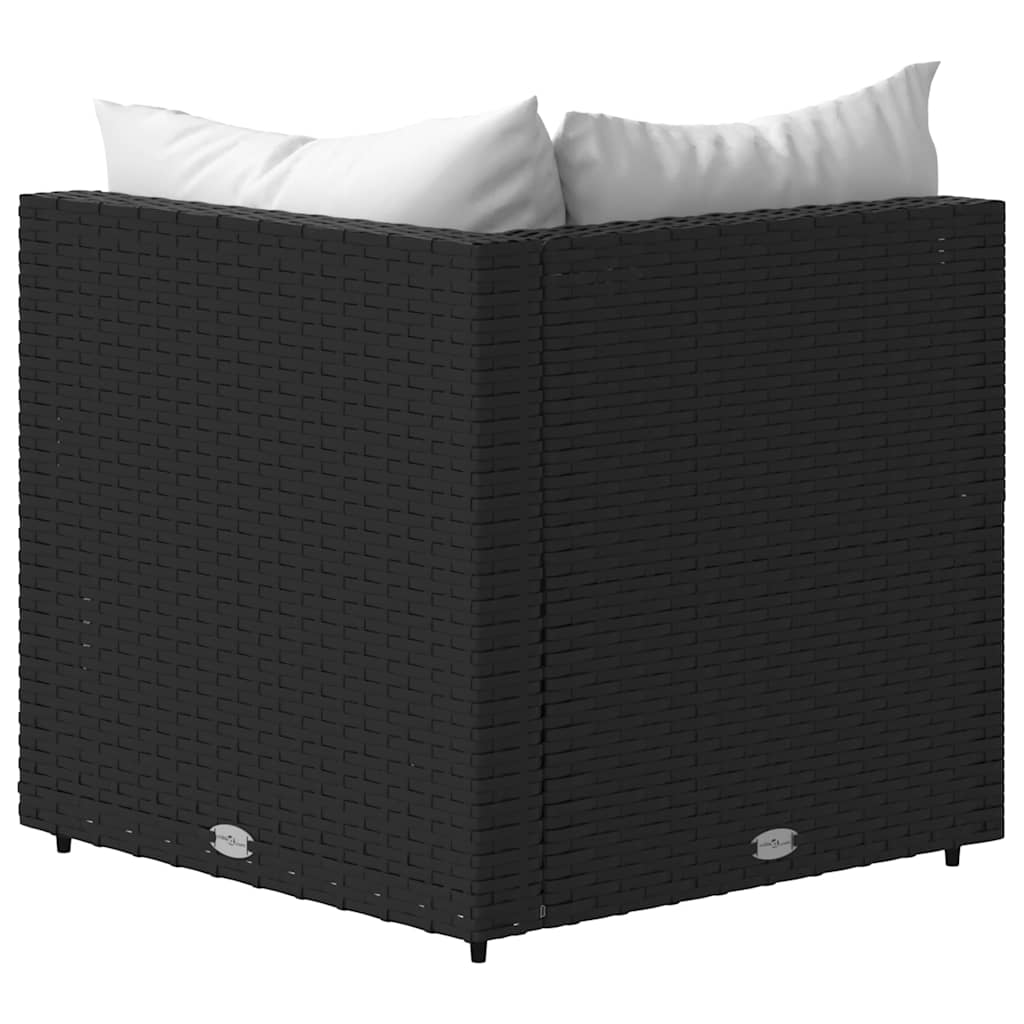 Divani Angolari da Giardino con Cuscini 2pz in Polyrattan Nero - homemem39