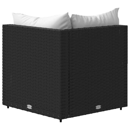 Divani Angolari da Giardino con Cuscini 2pz in Polyrattan Nero - homemem39