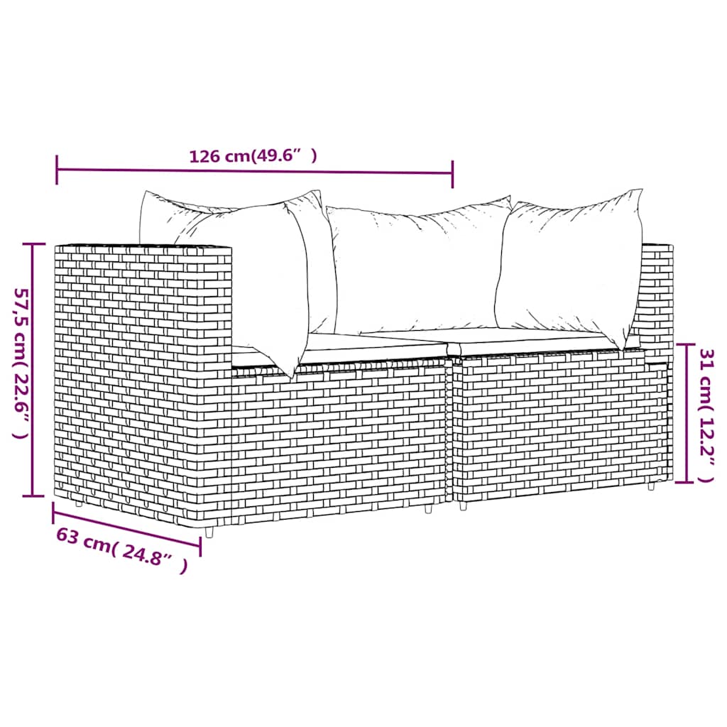 Divani Angolari da Giardino con Cuscini 2pz in Polyrattan Nero | homemem39