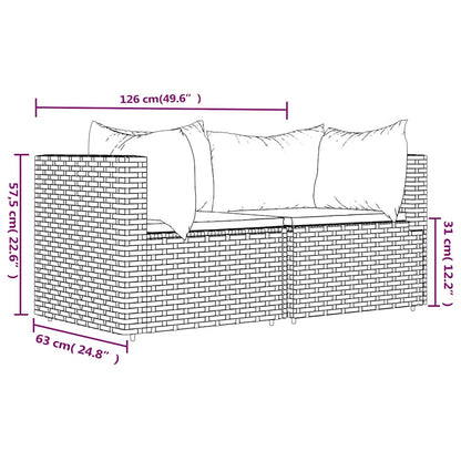 Divani Angolari da Giardino con Cuscini 2pz in Polyrattan Nero