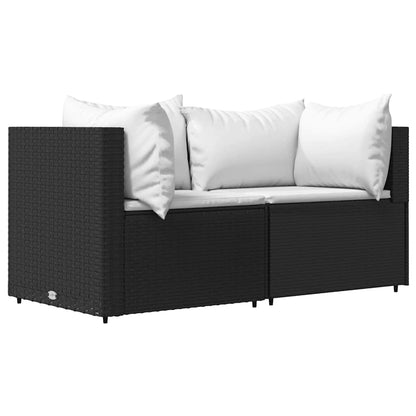 Set Divani da Giardino 3 pz con Cuscini Nero in Polyrattan | homemem39