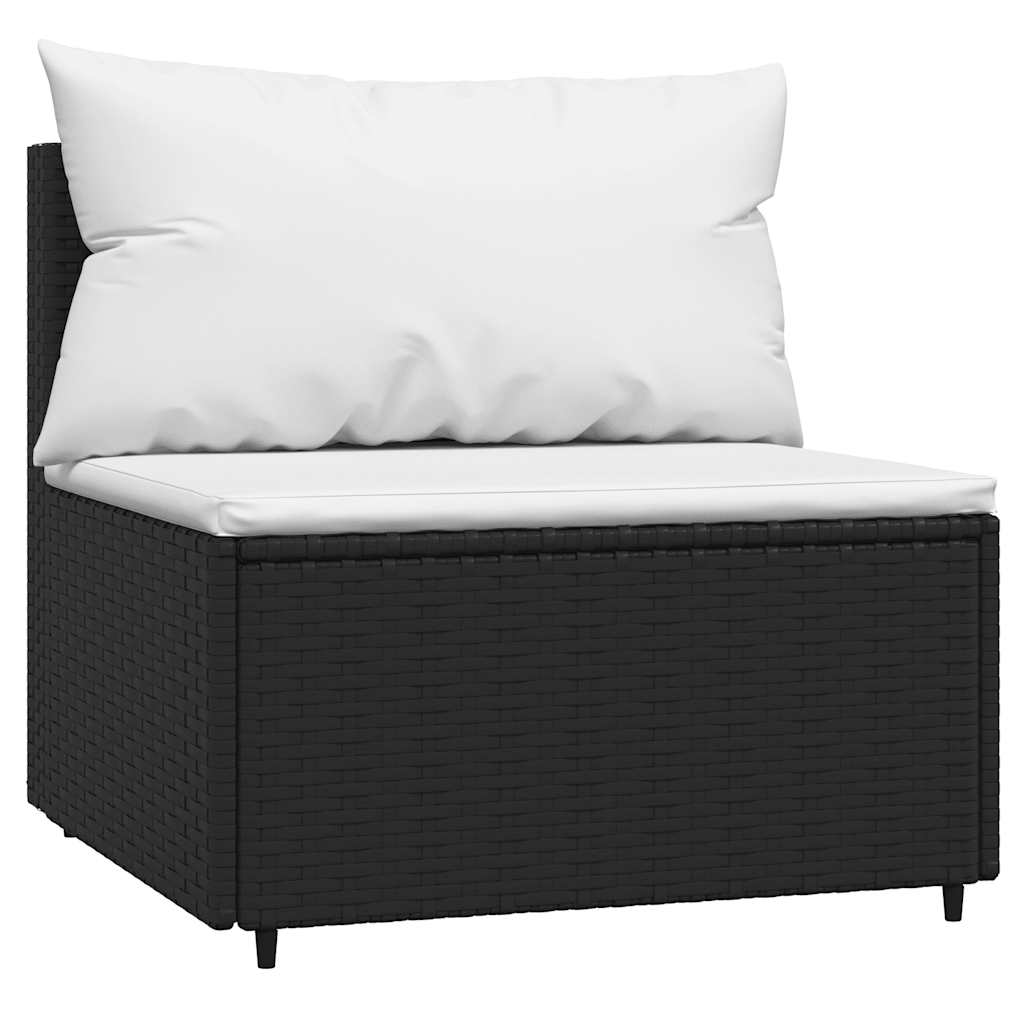 Set Divani da Giardino 3 pz con Cuscini Nero in Polyrattan | homemem39