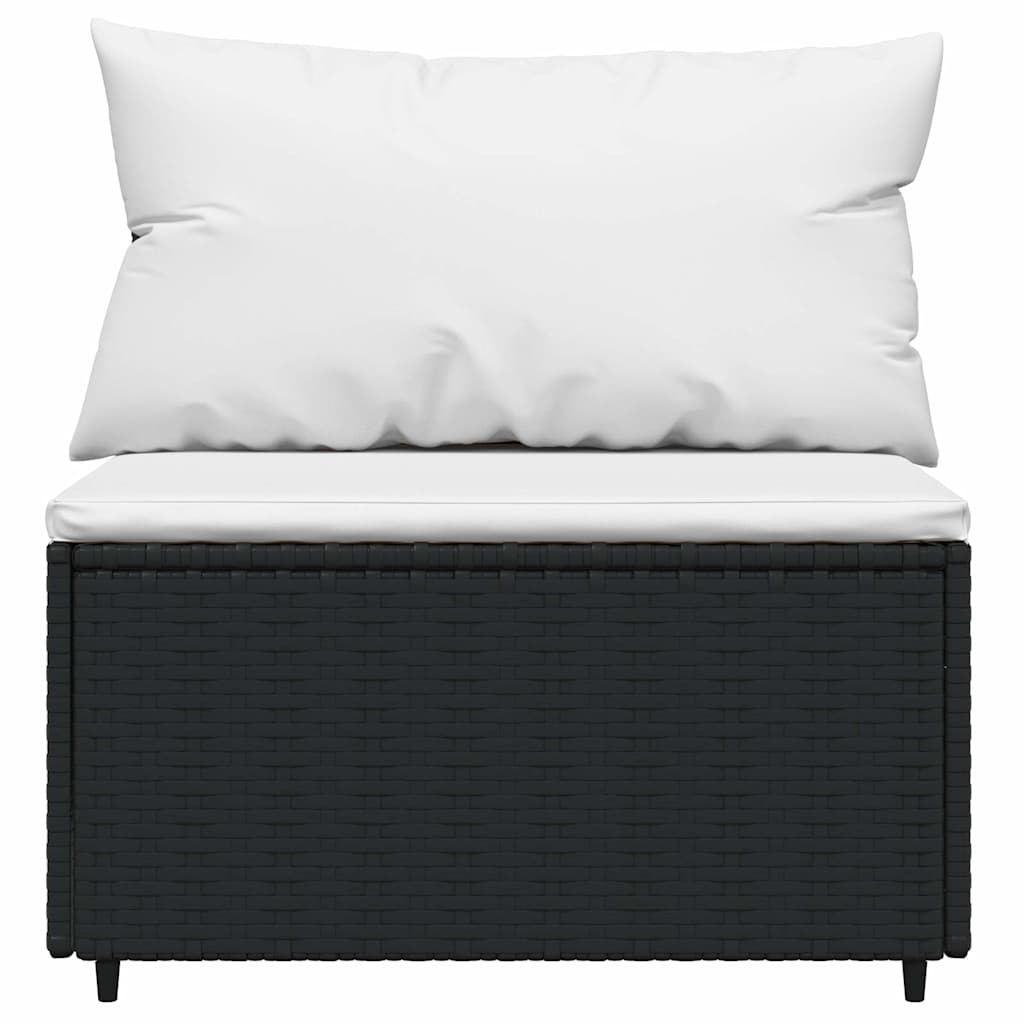 Set Divani da Giardino 3 pz con Cuscini Nero in Polyrattan | homemem39