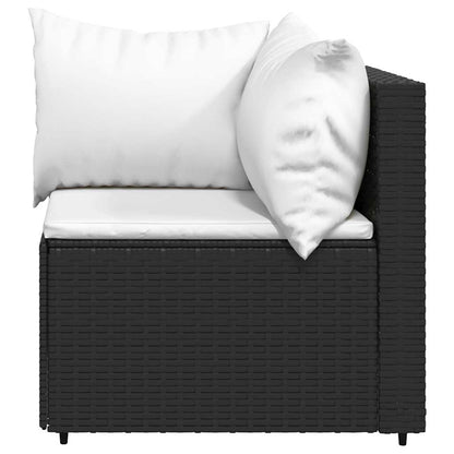 Set Divani da Giardino 3 pz con Cuscini Nero in Polyrattan | homemem39