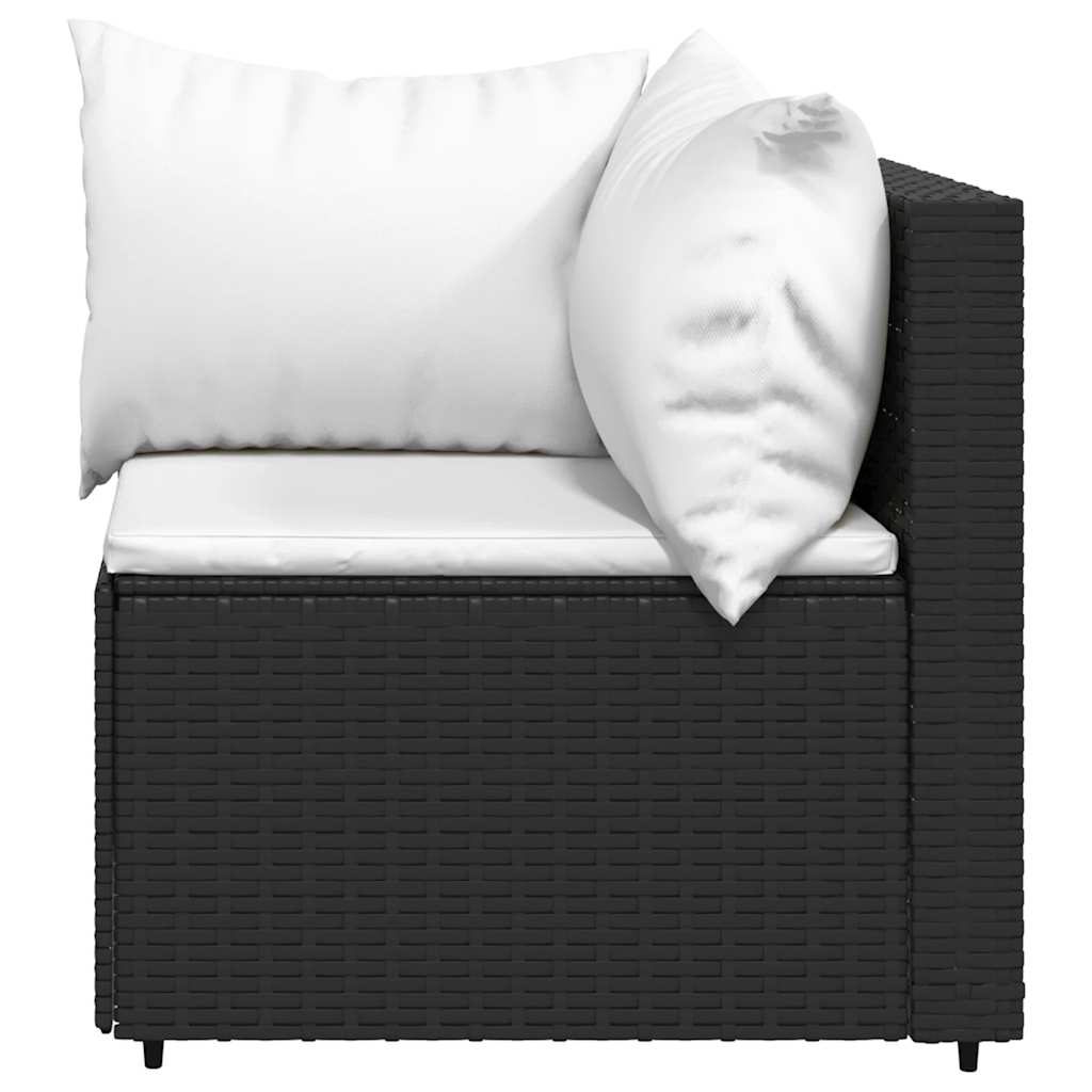 Set Divani da Giardino 4 pz con Cuscini Nero in Polyrattan | homemem39