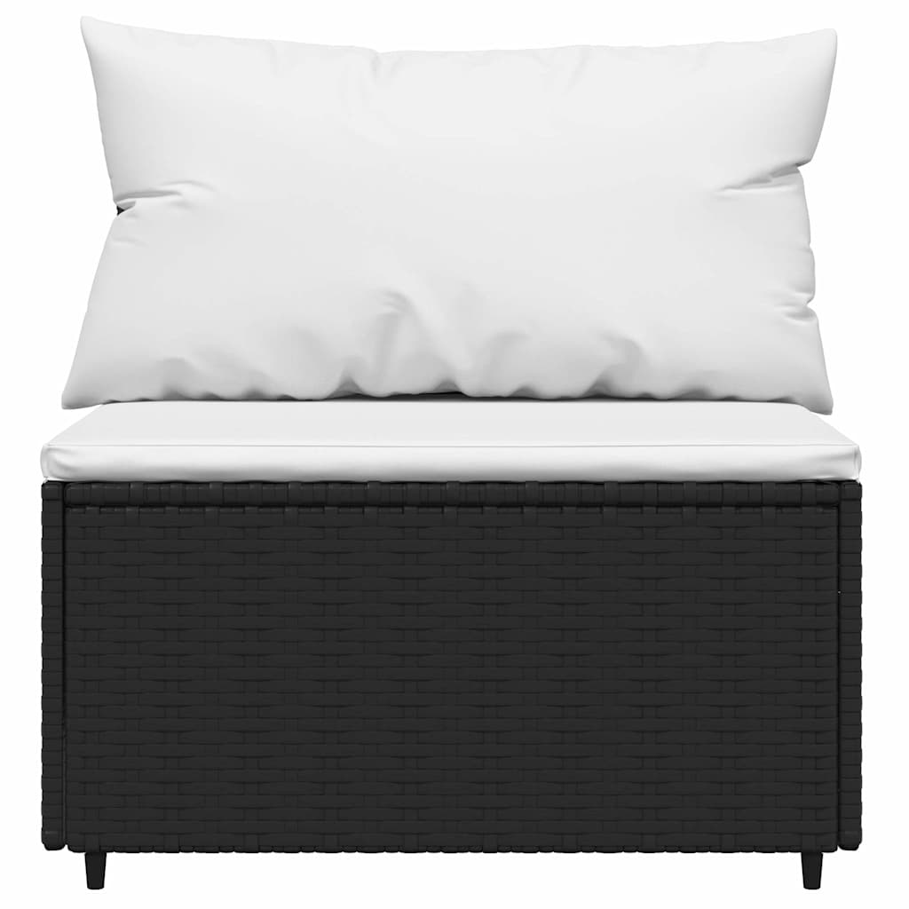 Set Divani da Giardino 4 pz con Cuscini Nero in Polyrattan | homemem39