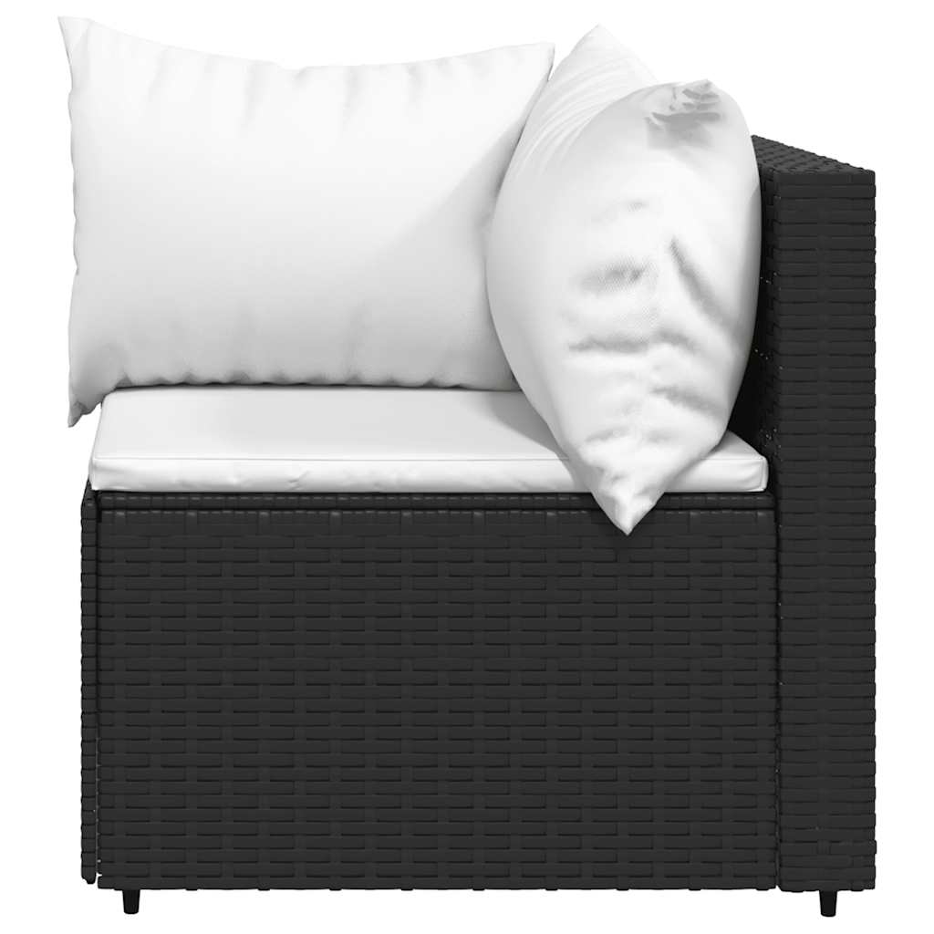 Set Divani da Giardino 4 pz con Cuscini Nero in Polyrattan | homemem39