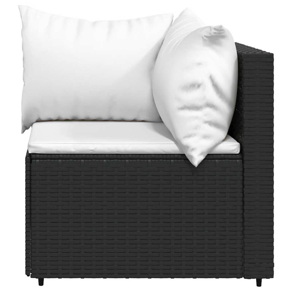 Set Divani da Giardino 4 pz con Cuscini Nero in Polyrattan | homemem39
