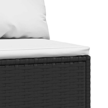 Divano Centrale da Giardino con Cuscini in Polyrattan Nero | homemem39