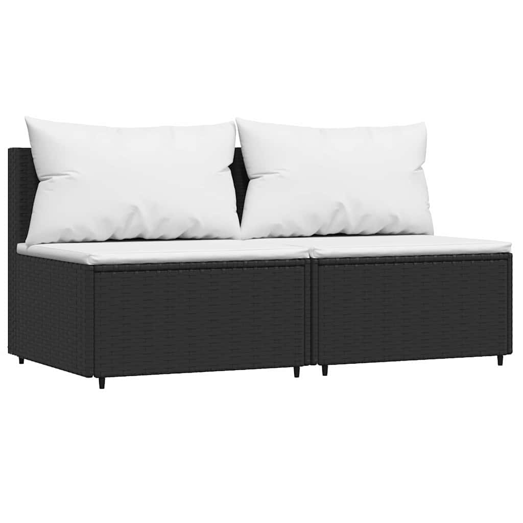 Set Divani da Giardino 3 pz con Cuscini Nero in Polyrattan | homemem39
