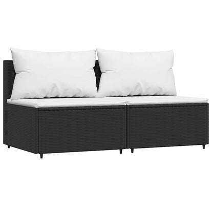 Set Divani da Giardino 3 pz con Cuscini Nero in Polyrattan | homemem39