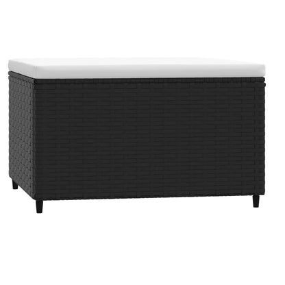 Poggiapiedi da Giardino con Cuscino in Polyrattan Nero - homemem39