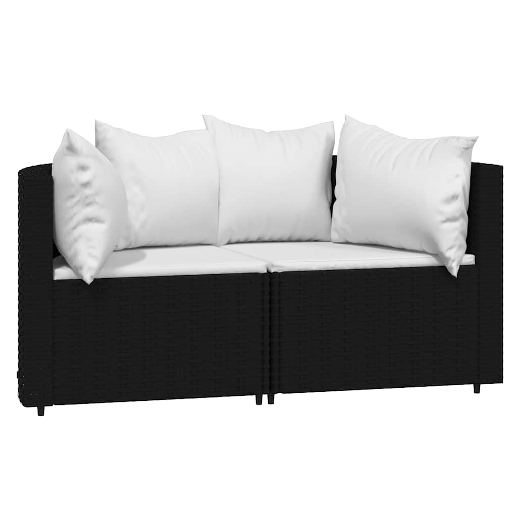 Divani Angolari da Giardino con Cuscini 2pz in Polyrattan Nero | homemem39