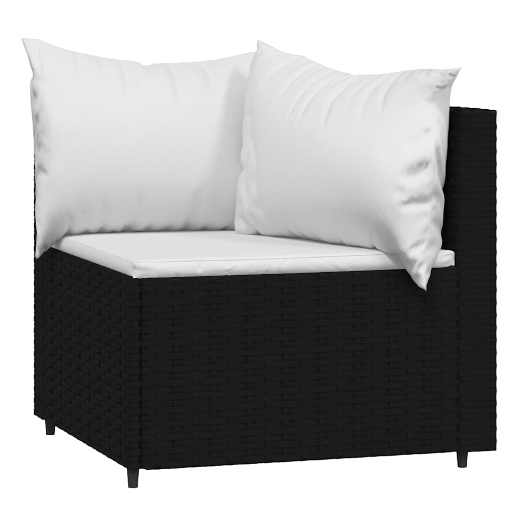 Divani Angolari da Giardino con Cuscini 2pz in Polyrattan Nero | homemem39