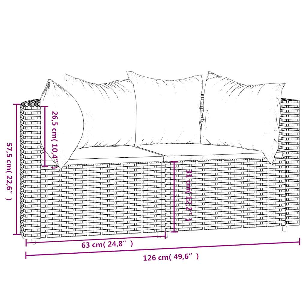 Divani Angolari da Giardino con Cuscini 2pz in Polyrattan Nero | homemem39