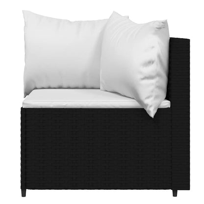 Set Divani da Giardino 3 pz con Cuscini Nero in Polyrattan | homemem39