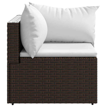 Divano Angolare da Giardino con Cuscini in Polyrattan Marrone | homemem39