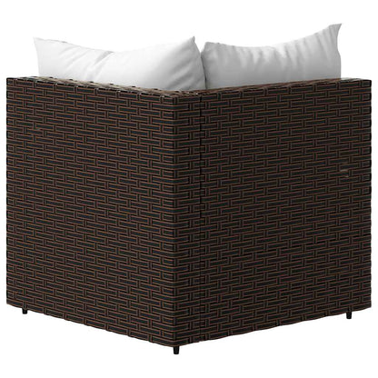 Divano Angolare da Giardino con Cuscini in Polyrattan Marrone - homemem39