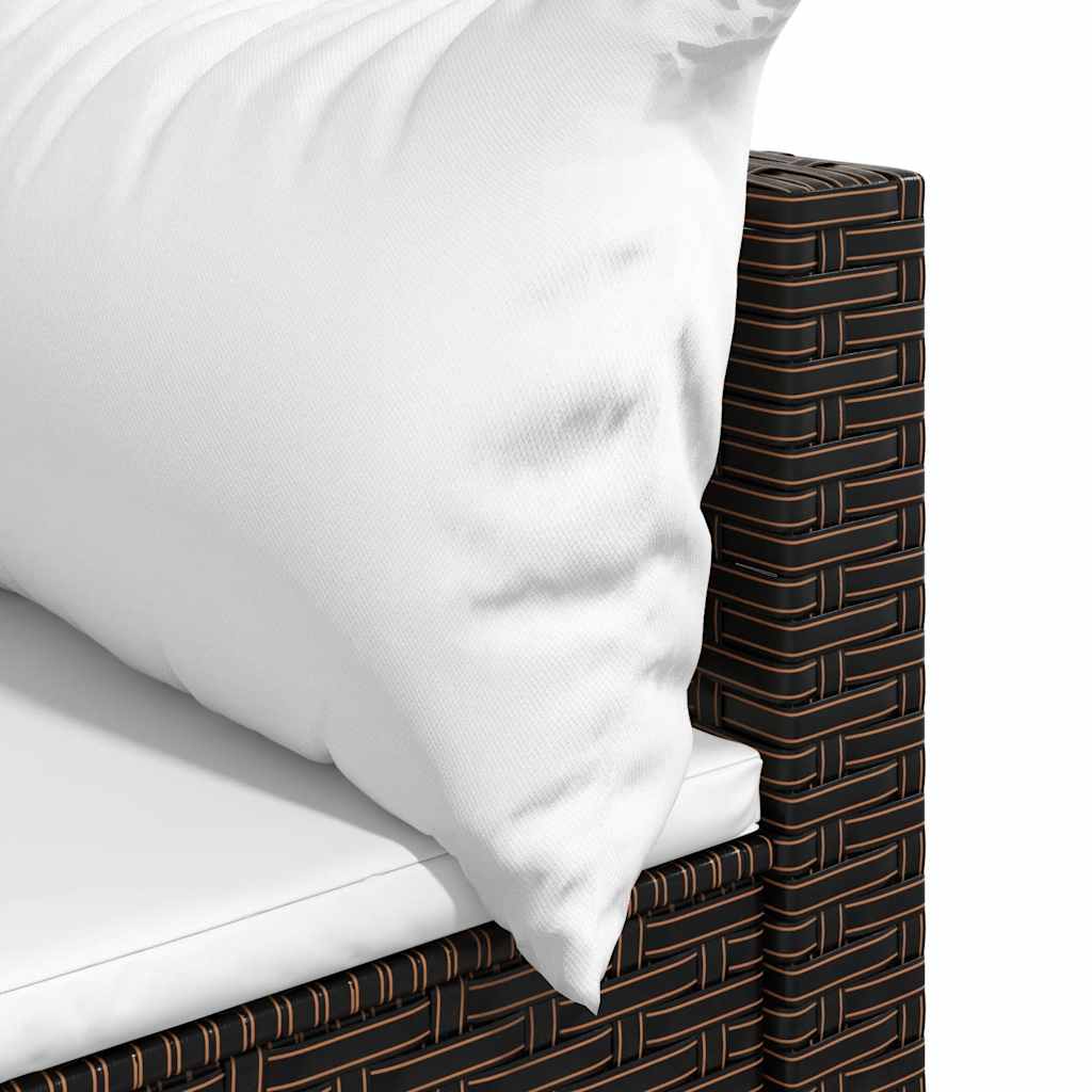 Divano Angolare da Giardino con Cuscini in Polyrattan Marrone | homemem39