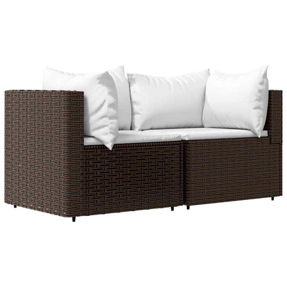 Divani Angolari da Giardino con Cuscini 2pz Polyrattan Marrone - homemem39