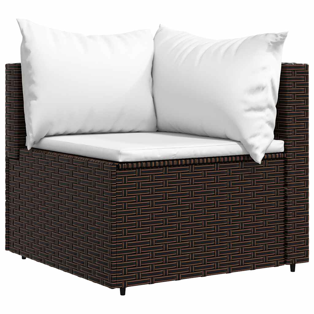 Divani Angolari da Giardino con Cuscini 2pz Polyrattan Marrone - homemem39