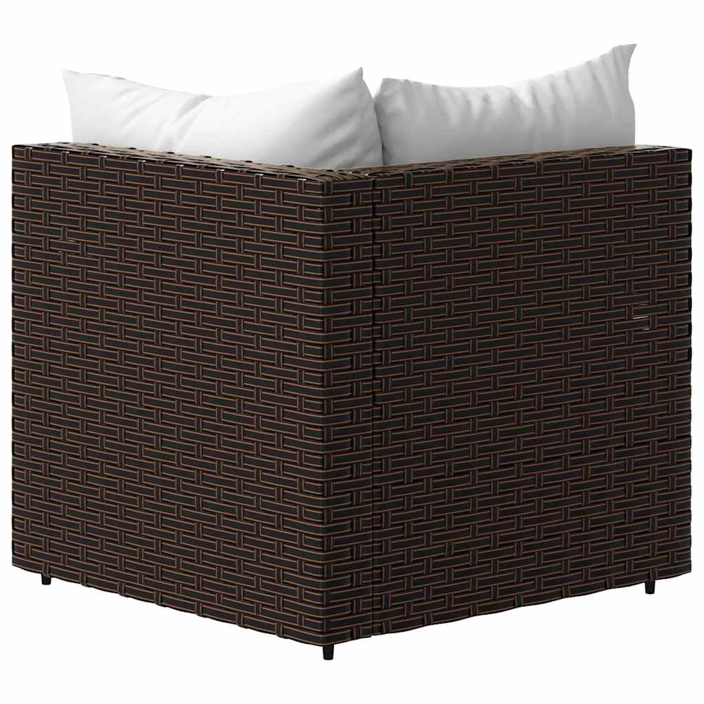 Divani Angolari da Giardino con Cuscini 2pz Polyrattan Marrone - homemem39