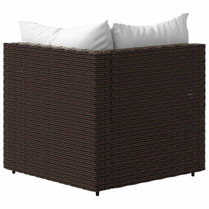 Divani Angolari da Giardino con Cuscini 2pz Polyrattan Marrone - homemem39