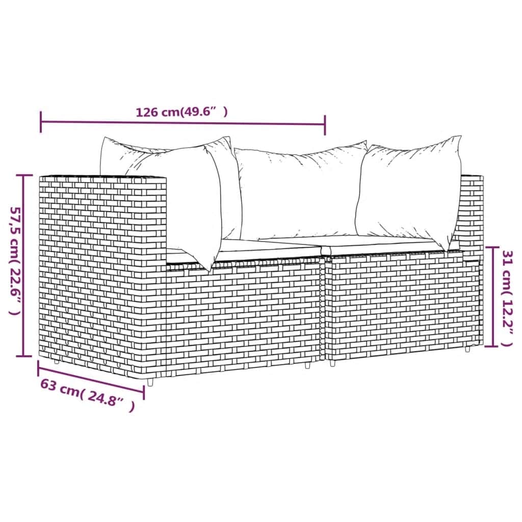 Divani Angolari da Giardino con Cuscini 2pz Polyrattan Marrone | homemem39