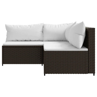 Set Mobili da Giardino 3 pz con Cuscini in Polyrattan Marrone | homemem39