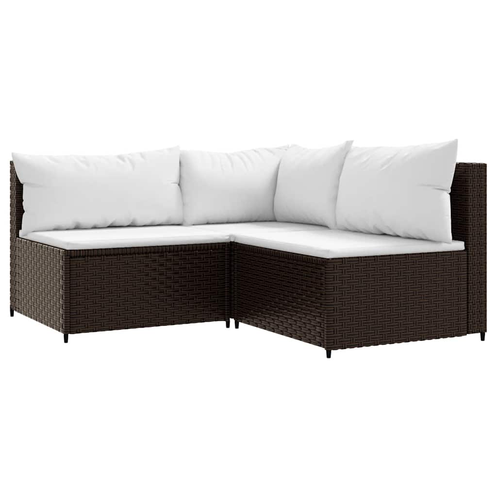 Set Mobili da Giardino 4 pz con Cuscini in Polyrattan Marrone | homemem39