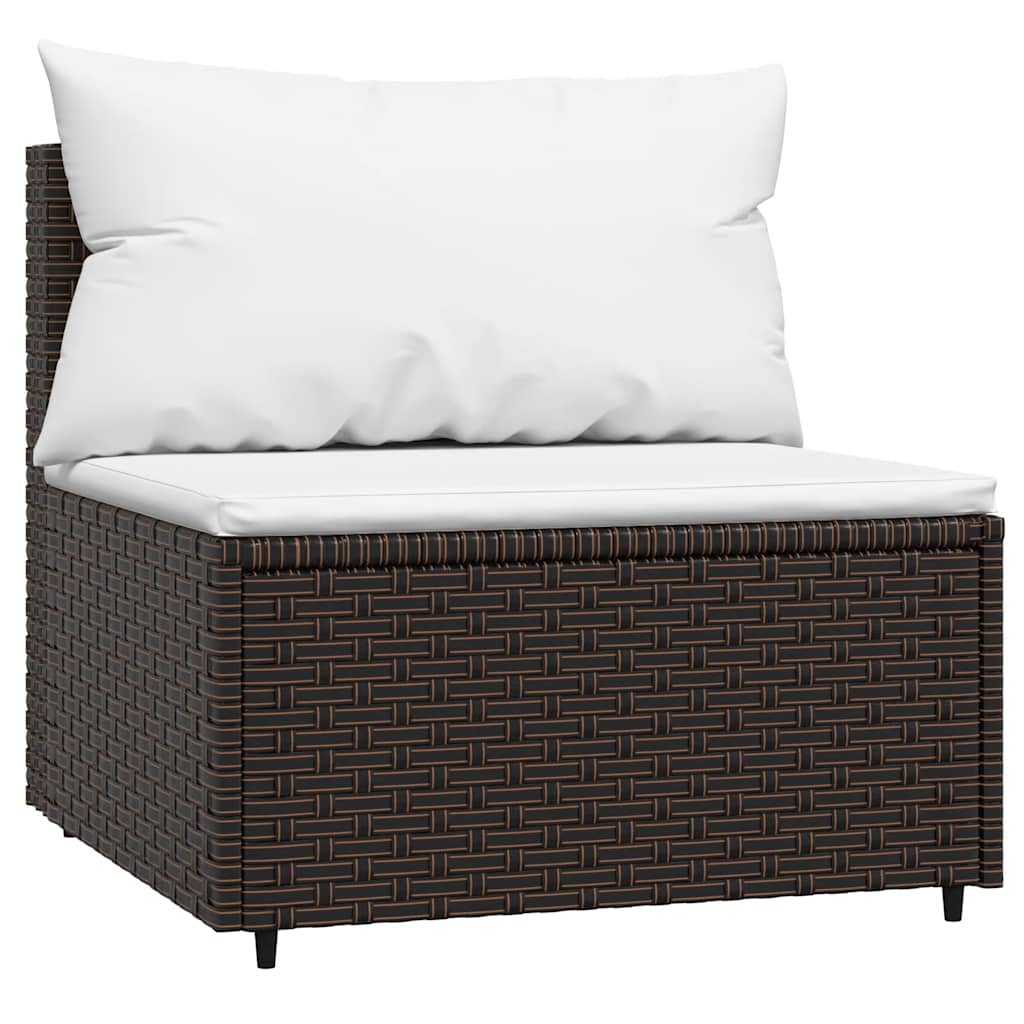 Set Mobili da Giardino 4 pz con Cuscini in Polyrattan Marrone | homemem39