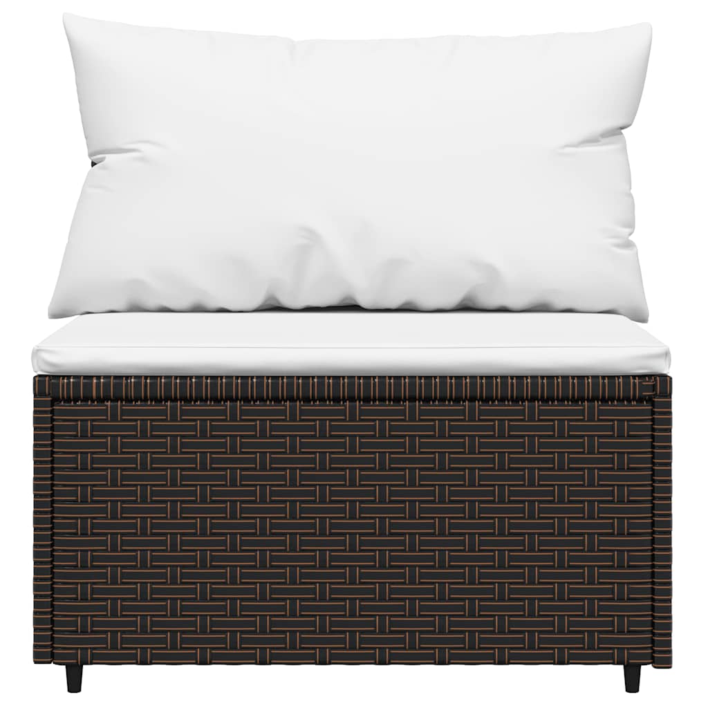 Set Mobili da Giardino 4 pz con Cuscini in Polyrattan Marrone | homemem39