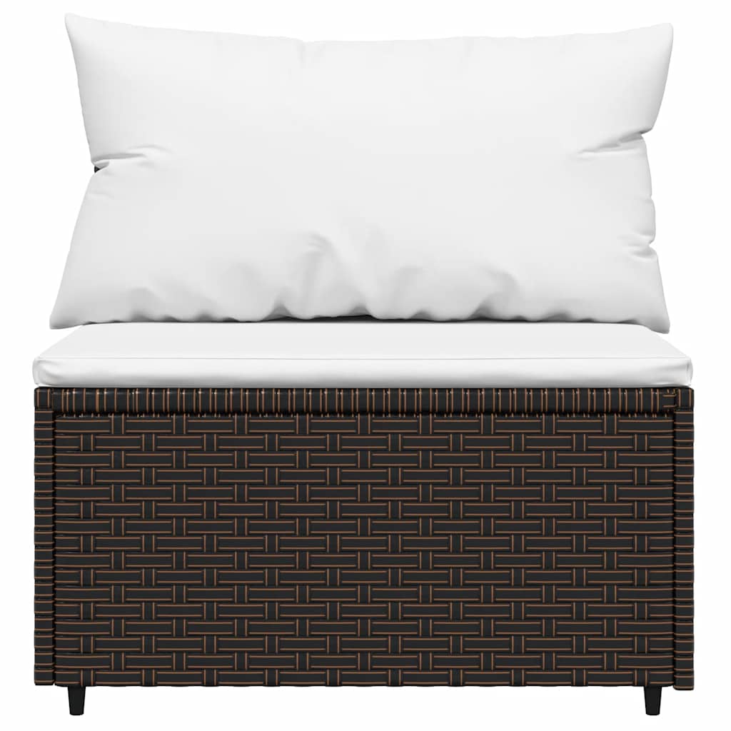 Set Mobili da Giardino 3 pz con Cuscini in Polyrattan Marrone | homemem39