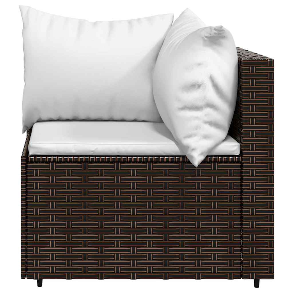 Set Mobili da Giardino 3 pz con Cuscini in Polyrattan Marrone | homemem39