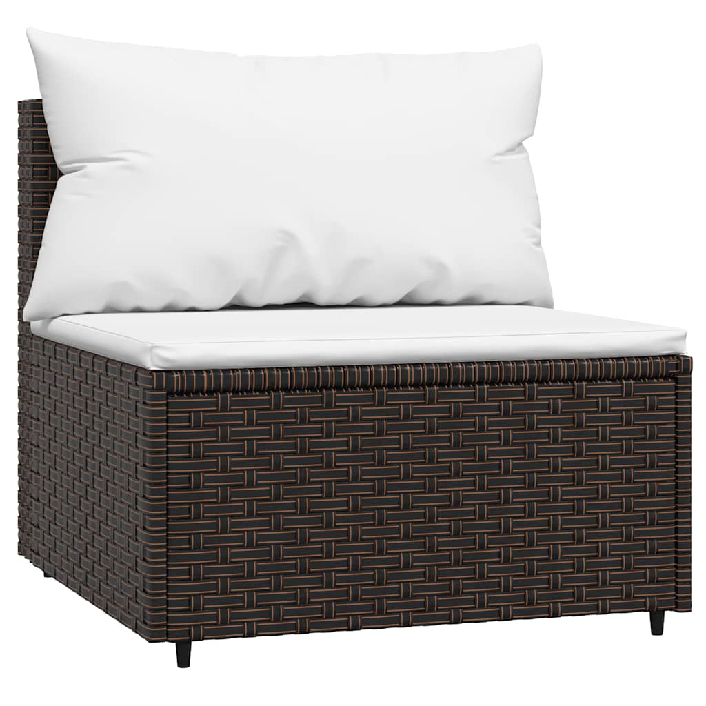 Set Mobili da Giardino 4 pz con Cuscini in Polyrattan Marrone | homemem39