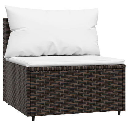Set Mobili da Giardino 4 pz con Cuscini in Polyrattan Marrone | homemem39