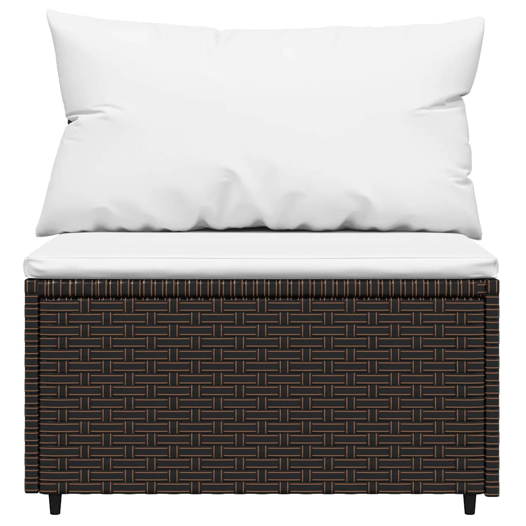 Set Mobili da Giardino 4 pz con Cuscini in Polyrattan Marrone | homemem39