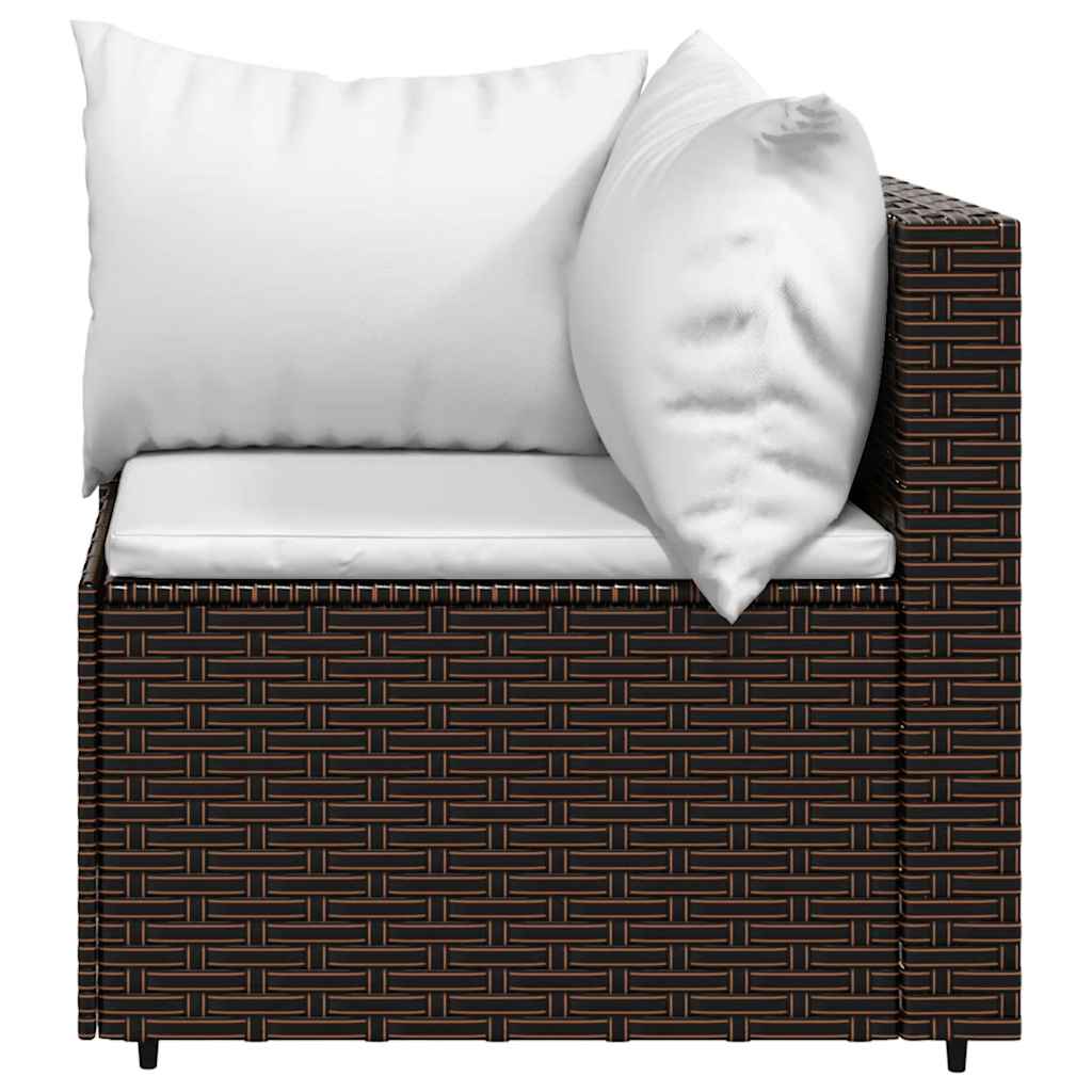 Set Mobili da Giardino 4 pz con Cuscini in Polyrattan Marrone | homemem39