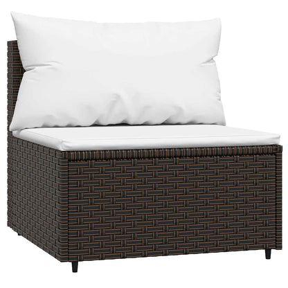 Divani Centrali da Giardino con Cuscini 2pz Polyrattan Marrone | homemem39