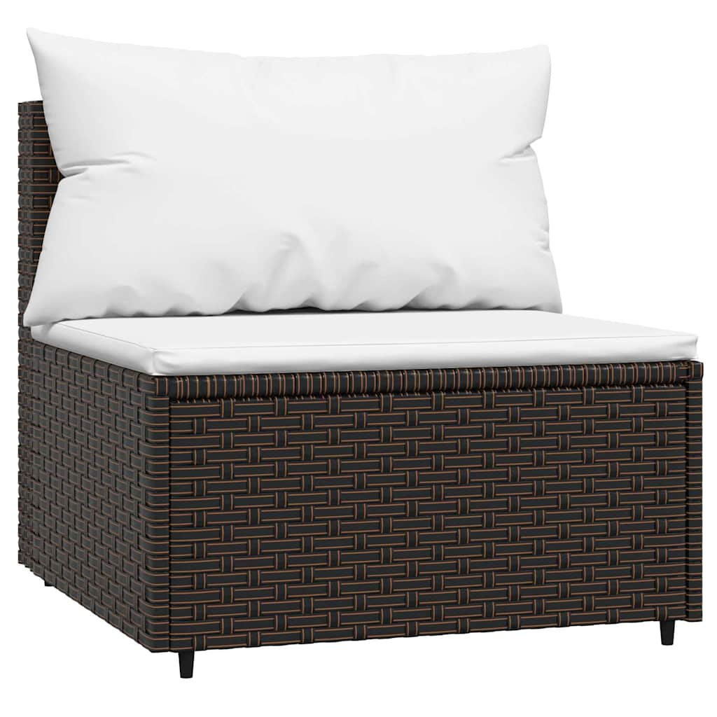 Divani Centrali da Giardino con Cuscini 2pz Polyrattan Marrone - homemem39