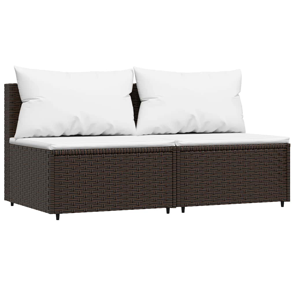 Set Mobili da Giardino 3 pz con Cuscini in Polyrattan Marrone | homemem39
