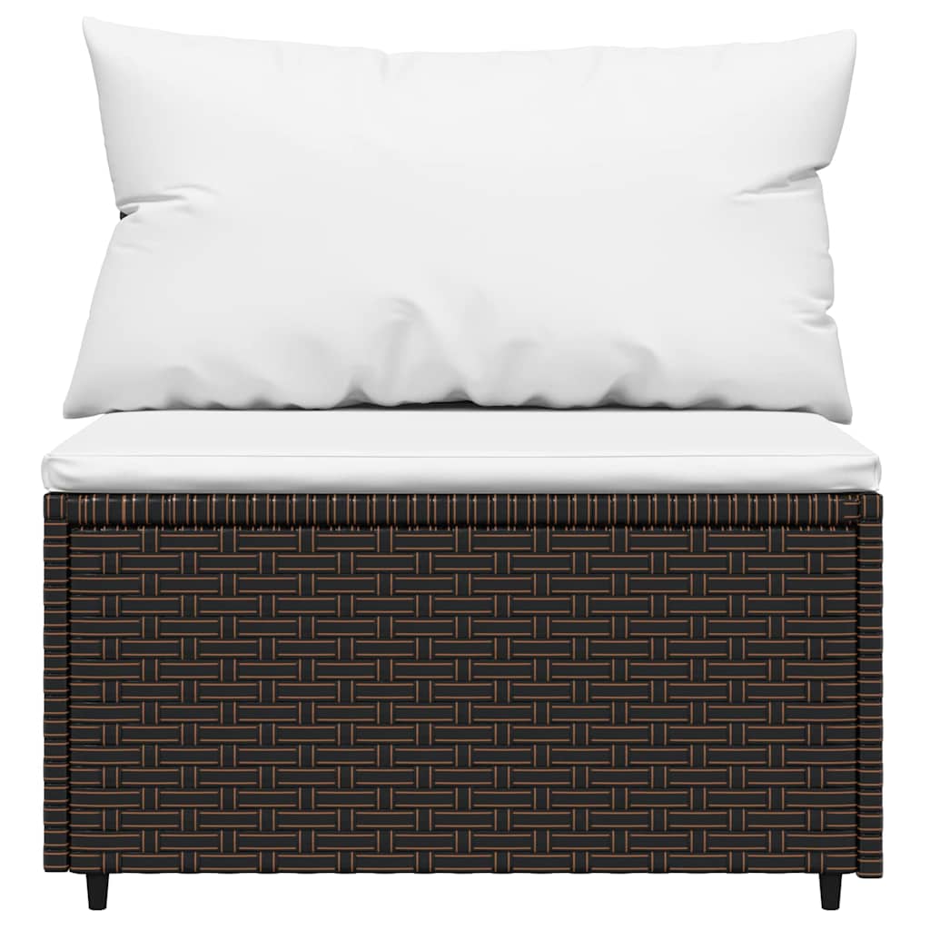 Set Mobili da Giardino 3 pz con Cuscini in Polyrattan Marrone | homemem39