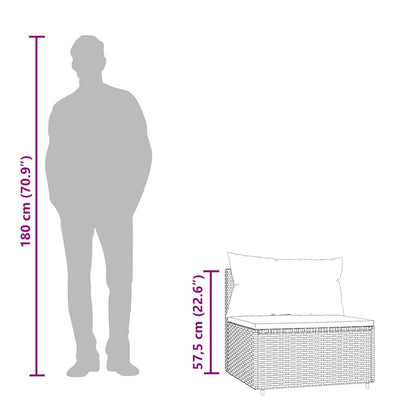 Set Mobili da Giardino 3 pz con Cuscini in Polyrattan Marrone - homemem39