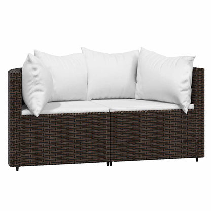 Divani Angolari da Giardino con Cuscini 2pz Polyrattan Marrone - homemem39